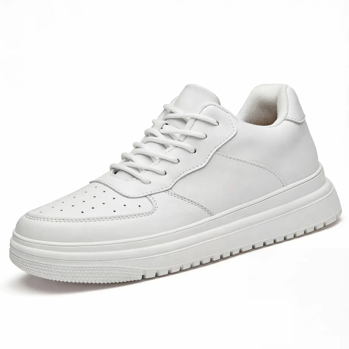 Men Minimalist Lace Up Platform Sneakers With Chunky Contrast Sole And Padded Collar