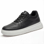 Men Minimalist Lace Up Platform Sneakers With Chunky Contrast Sole And Padded Collar