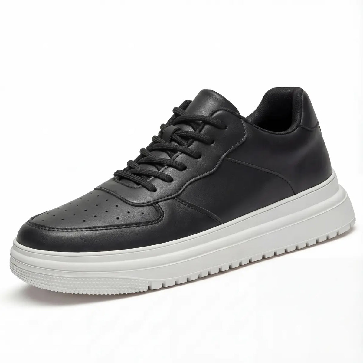 Men Minimalist Lace Up Platform Sneakers With Chunky Contrast Sole And Padded Collar