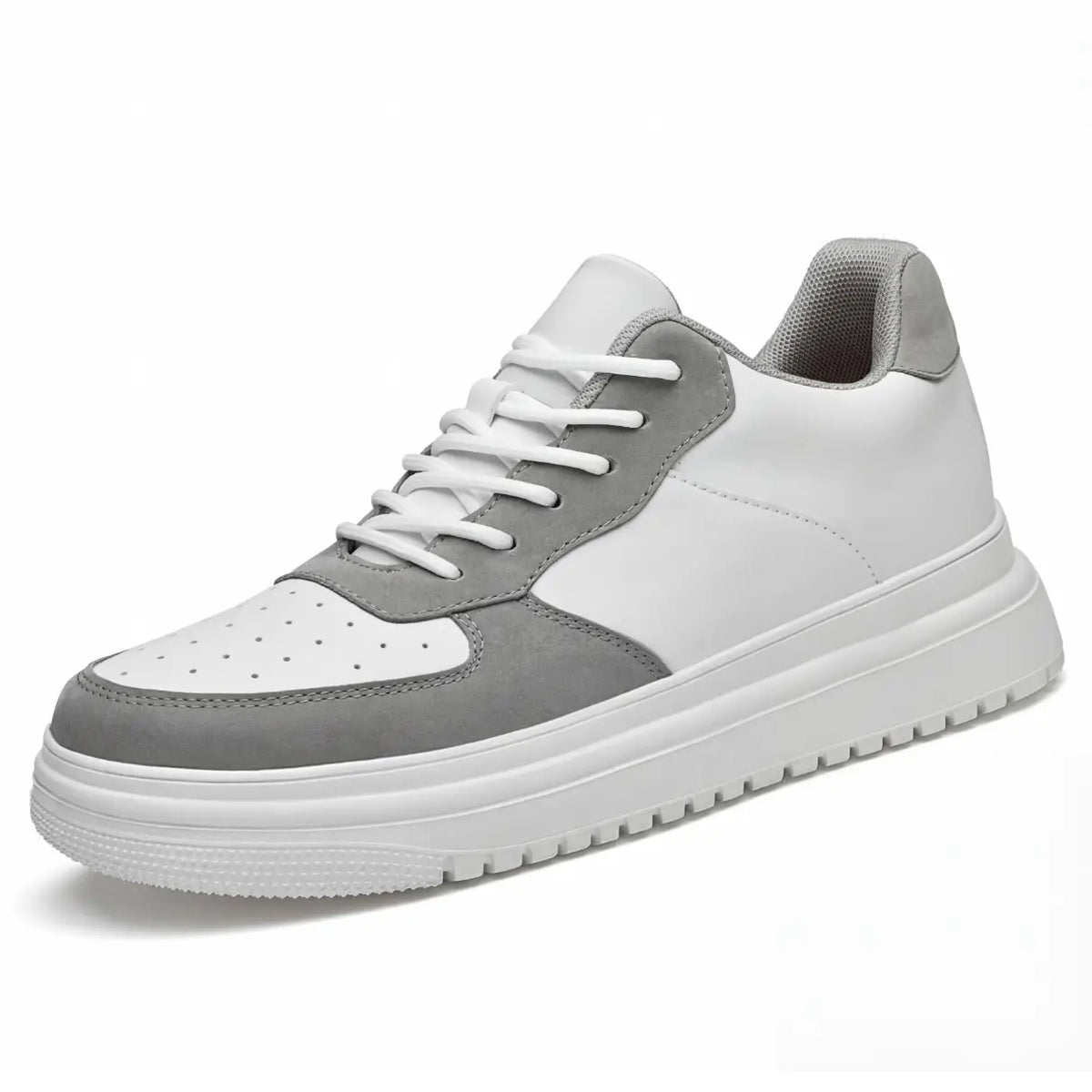 Men Minimalist Lace Up Platform Sneakers With Chunky Contrast Sole And Padded Collar