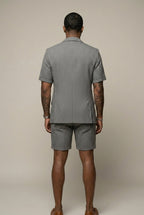 Men's Check Two-Piece Suit Short Sleeve Blazer And Matching Shorts
