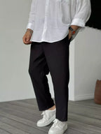 Urban Mens Ribbed Straight Leg Trousers With Elasticated Waist