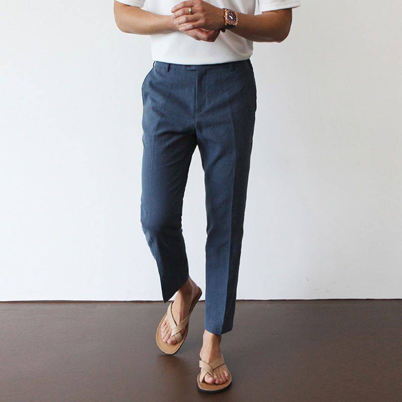 Mens Smart Straight Leg Trousers With Side Pockets And Breathable