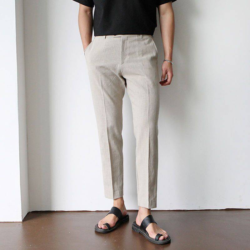 Mens Smart Straight Leg Trousers With Side Pockets And Breathable