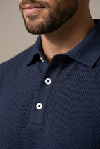 Classic Mens Textured Short Sleeve Polo And Drawstring Shorts Set