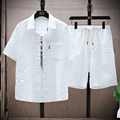 Men's Relaxed Fit Quilted Diamond Textured Matching Two Piece Set