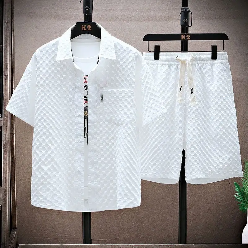 Men's Relaxed Fit Quilted Diamond Textured Matching Two Piece Set