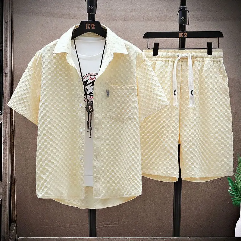 Men's Relaxed Fit Quilted Diamond Textured Matching Two Piece Set