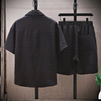 Men's Relaxed Fit Quilted Diamond Textured Matching Two Piece Set