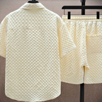 Men's Relaxed Fit Quilted Diamond Textured Matching Two Piece Set