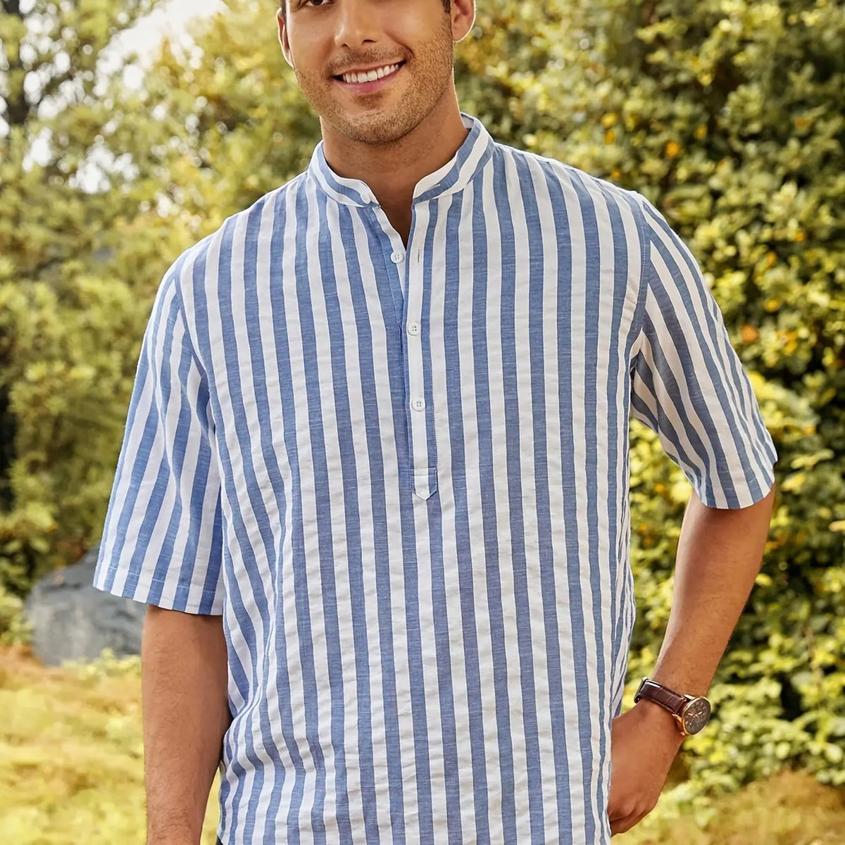 Sammy Jackson Lucian Premium Cotton Striped Button Down Shirt