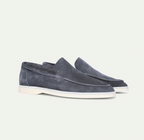 Men's Premium Suede Loafers Featuring Contrast Stitching And White Sole