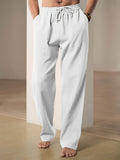 Men's Loose Fit Drawstring Trousers With Elastic Waist And Two Pockets