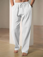 Men's Loose Fit Drawstring Trousers With Elastic Waist And Two Pockets