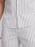 Men's Pinstripe Short Sleeve Button Front Shirt With Shorts Set