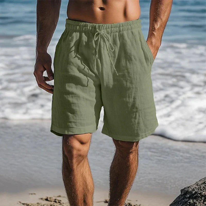 Men's Relaxed Fit Linen Shorts With Elastic Drawstring And Pockets