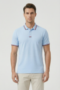 Men's Cotton Short Sleeve Polo Shirt With Contrasting Striped Trim