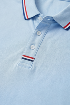 Men's Cotton Short Sleeve Polo Shirt With Contrasting Striped Trim