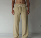 Men's Straight Leg Drawstring Trousers Featuring Elastic Waist And Relaxed Fit