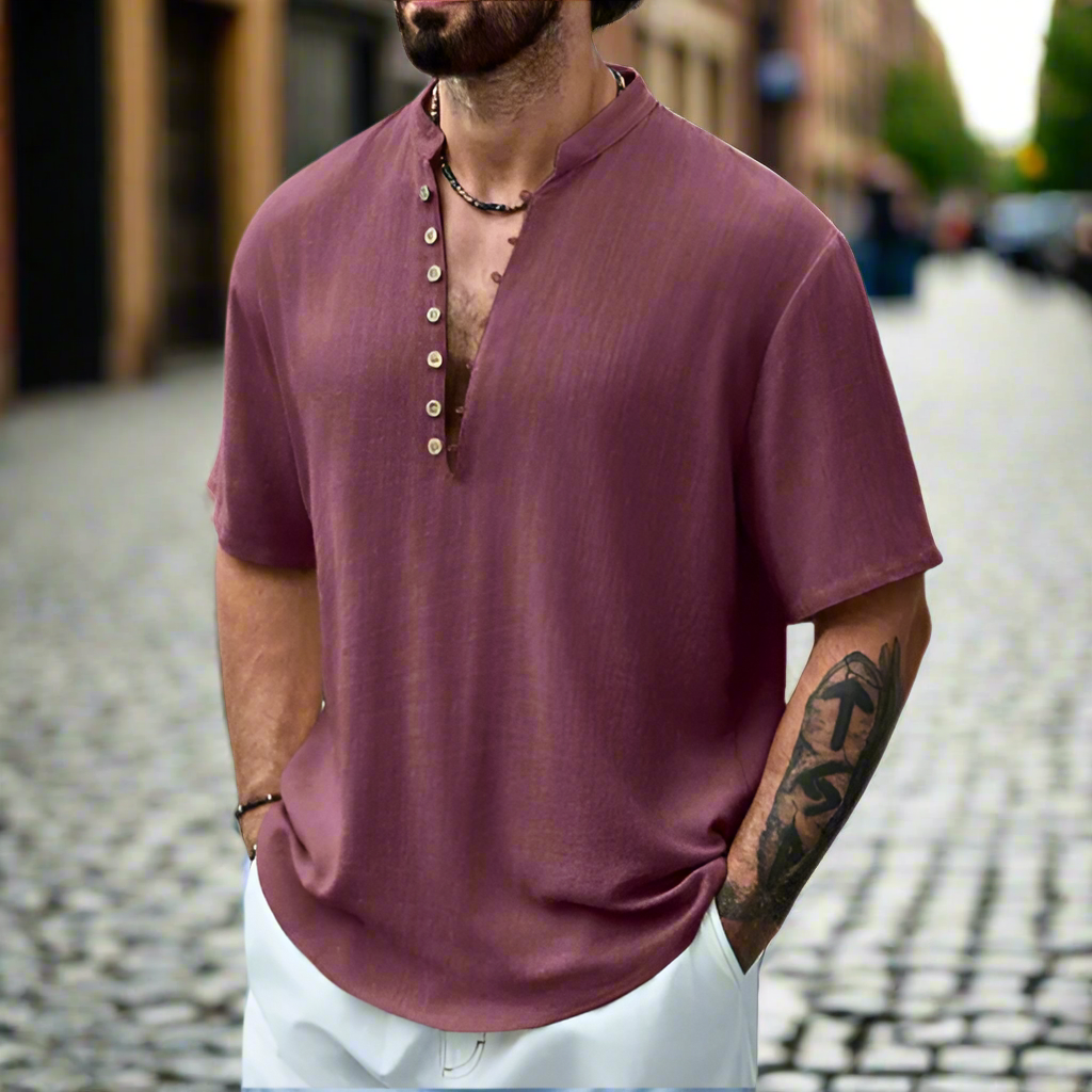 Renzo Modern Linen Dress Shirt Lightweight Breathable Tailored Fit