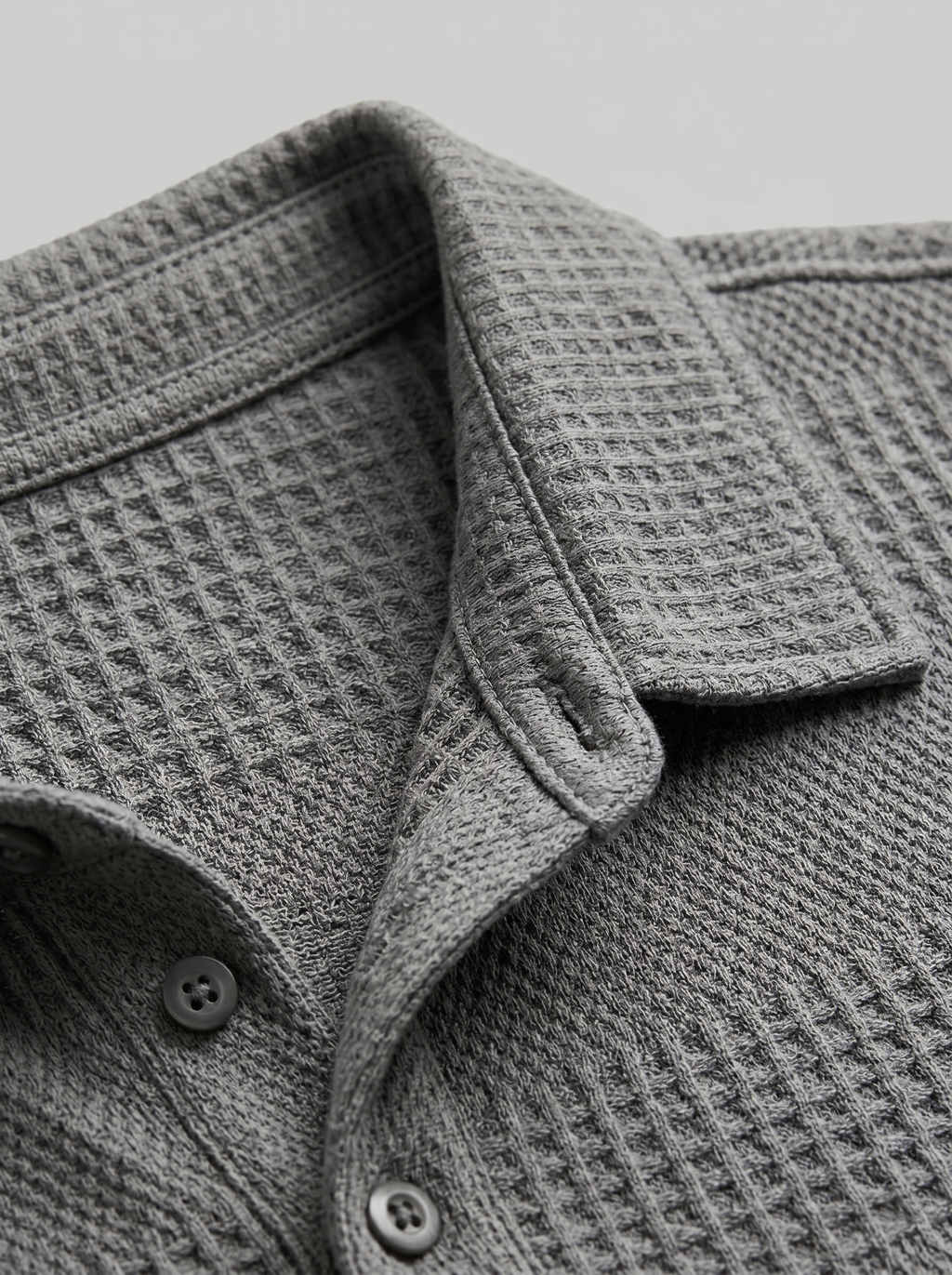 Men's Textured Waffle Knit Polo Top And Drawstring Shorts Set