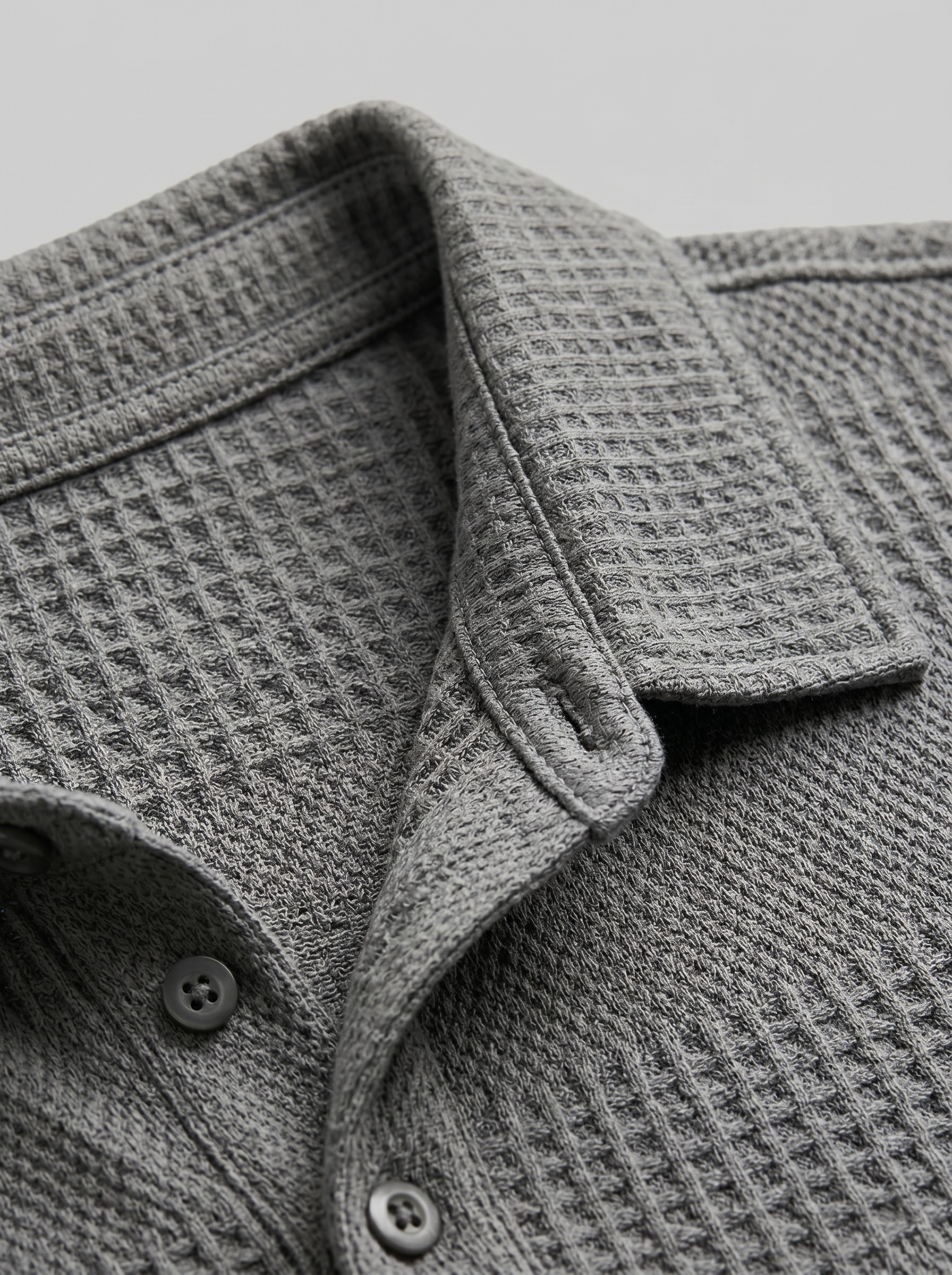 Men's Textured Waffle Knit Polo Top And Drawstring Shorts Set