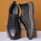 OrthaFit Men Textured Leather Lace Up Orthopedic Low Top Sneakers