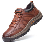 OrthaFit Men Textured Leather Lace Up Orthopedic Low Top Sneakers