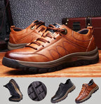 OrthaFit Men Textured Leather Lace Up Orthopedic Low Top Sneakers