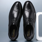 Men's Classic Brown Leather Oxford Wingtip Formal Dress Shoes