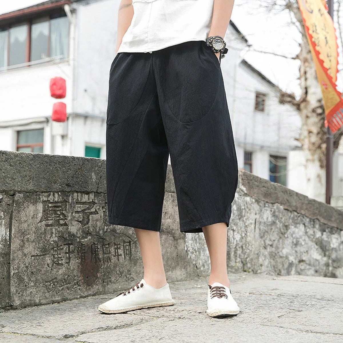 Sammy Jackson Declan Men Linen Three Quarter Breathable Pants