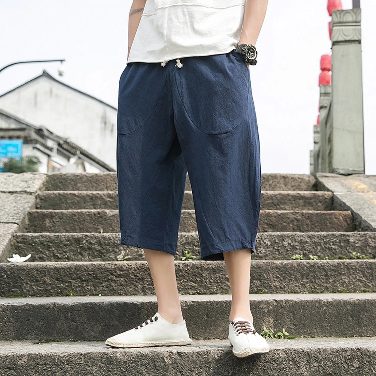 Sammy Jackson Declan Men Linen Three Quarter Breathable Pants