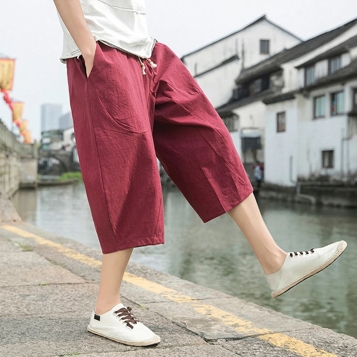Sammy Jackson Declan Men Linen Three Quarter Breathable Pants