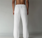 Men's Straight Leg Drawstring Trousers Featuring Elastic Waist And Relaxed Fit
