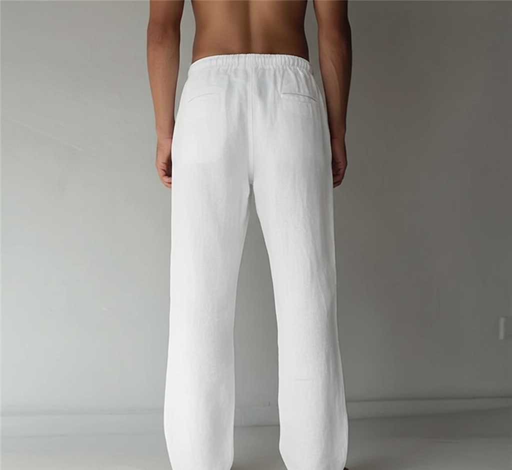Men's Straight Leg Drawstring Trousers Featuring Elastic Waist And Relaxed Fit