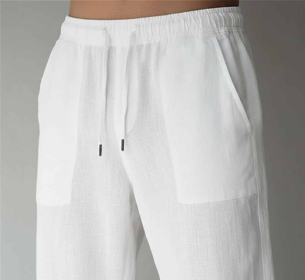 Men's Straight Leg Drawstring Trousers Featuring Elastic Waist And Relaxed Fit