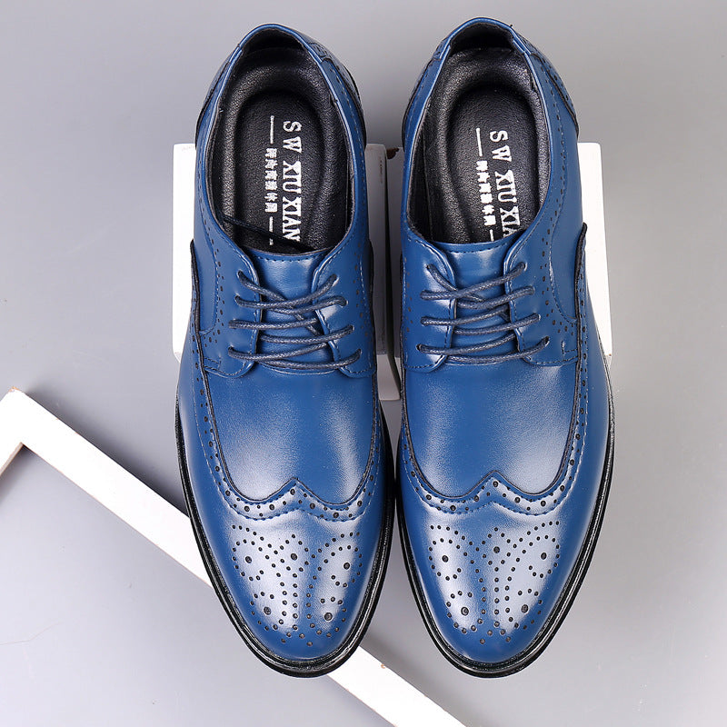 Men's Classic Brown Leather Oxford Wingtip Formal Dress Shoes